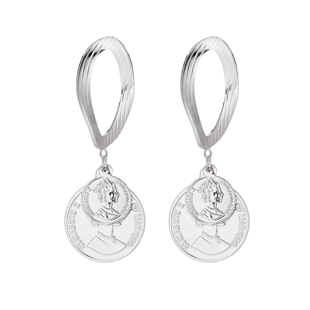 Played Royal King Stud Dangle Drop Earrings