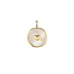 Gold Filled Mop Pearl Heart Medallion Charm Pendant