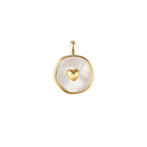 Gold Filled Mop Pearl Heart Medallion Charm Pendant