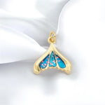 Opal Whale Mermaid Dolphin Tail Charm in Gold Filled