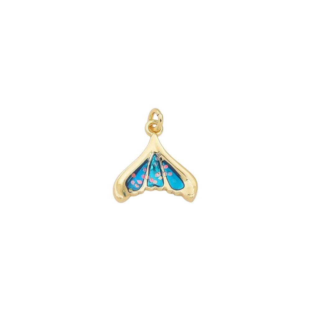 Opal Whale Mermaid Dolphin Tail Charm in Gold Filled