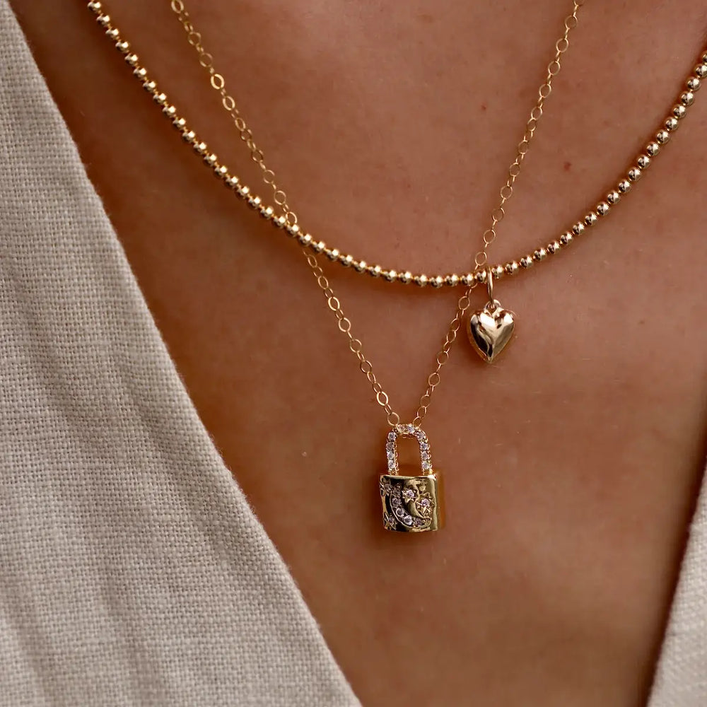 Celestial Lock Charm Necklace