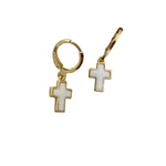 Baby Love Gold Filled White Cross Huggie Earrings