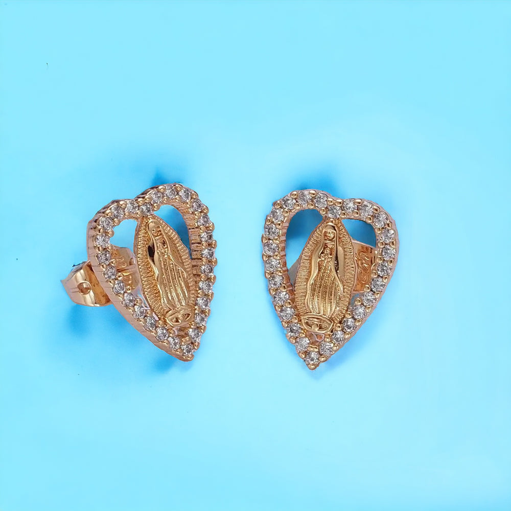 Heart Outline Mother Virgin Mary Earrings