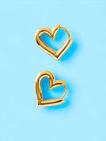14K Gold Dipped Asymmetrical Heart Hoop Earring