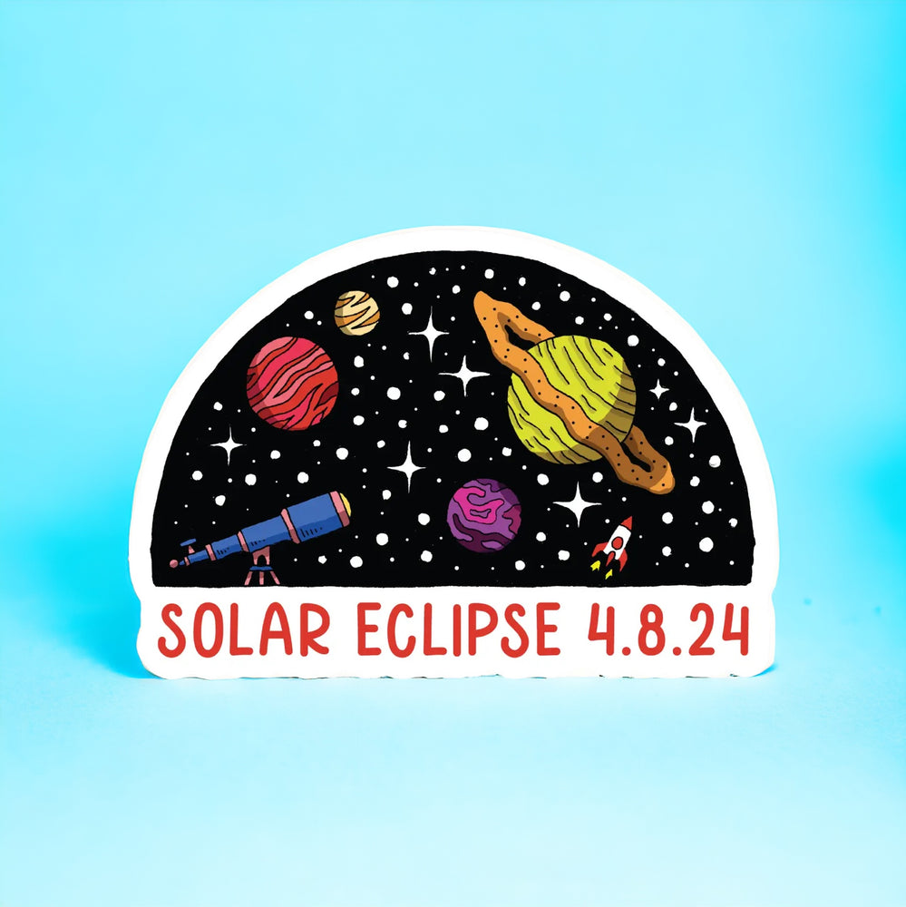 Solar Eclipse Telescope & Planets Sticker | April 8, 2024