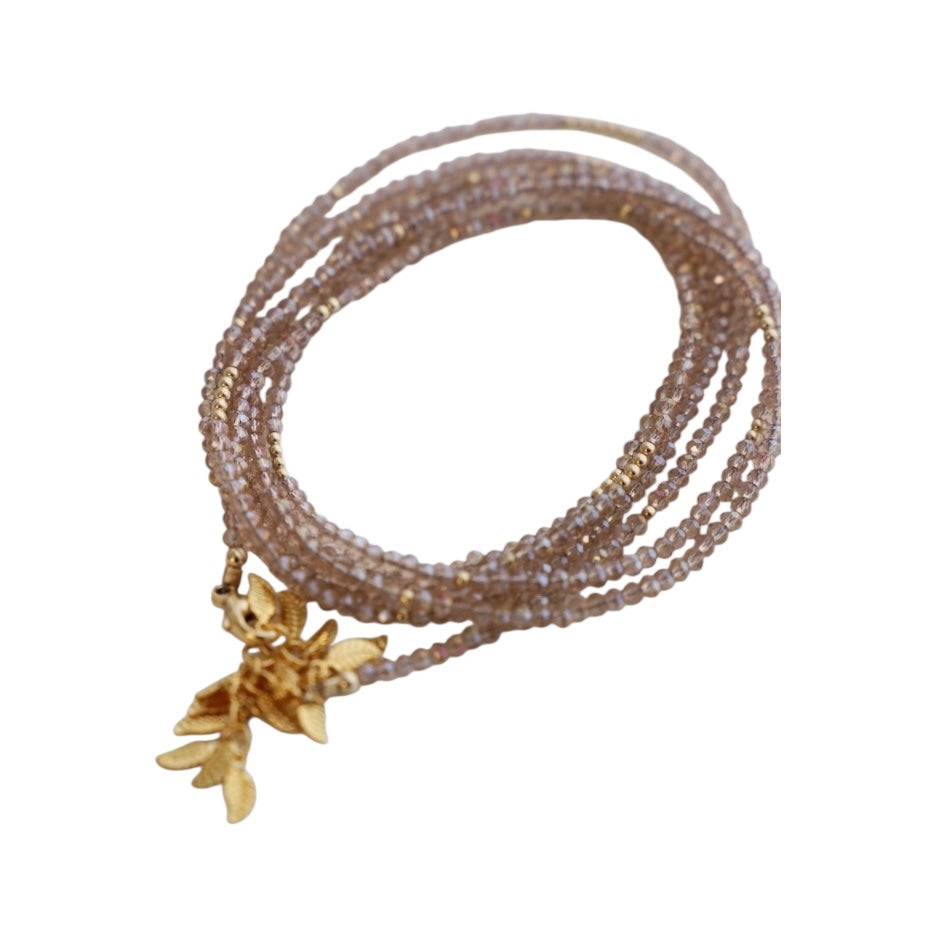 Champagne Petite Crystal Double Wrap Necklace