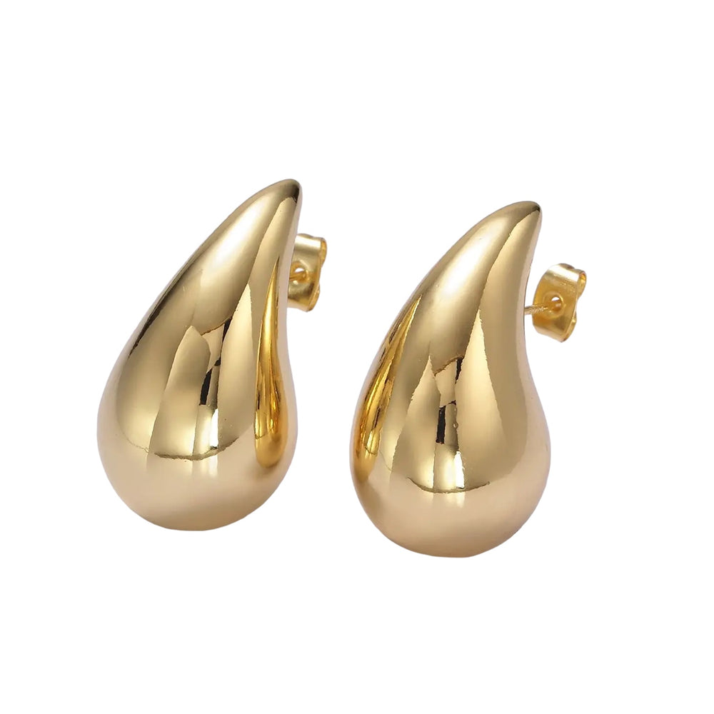 14K Gold Filled 30mm Chunky Modern Teardrop Stud Earrings