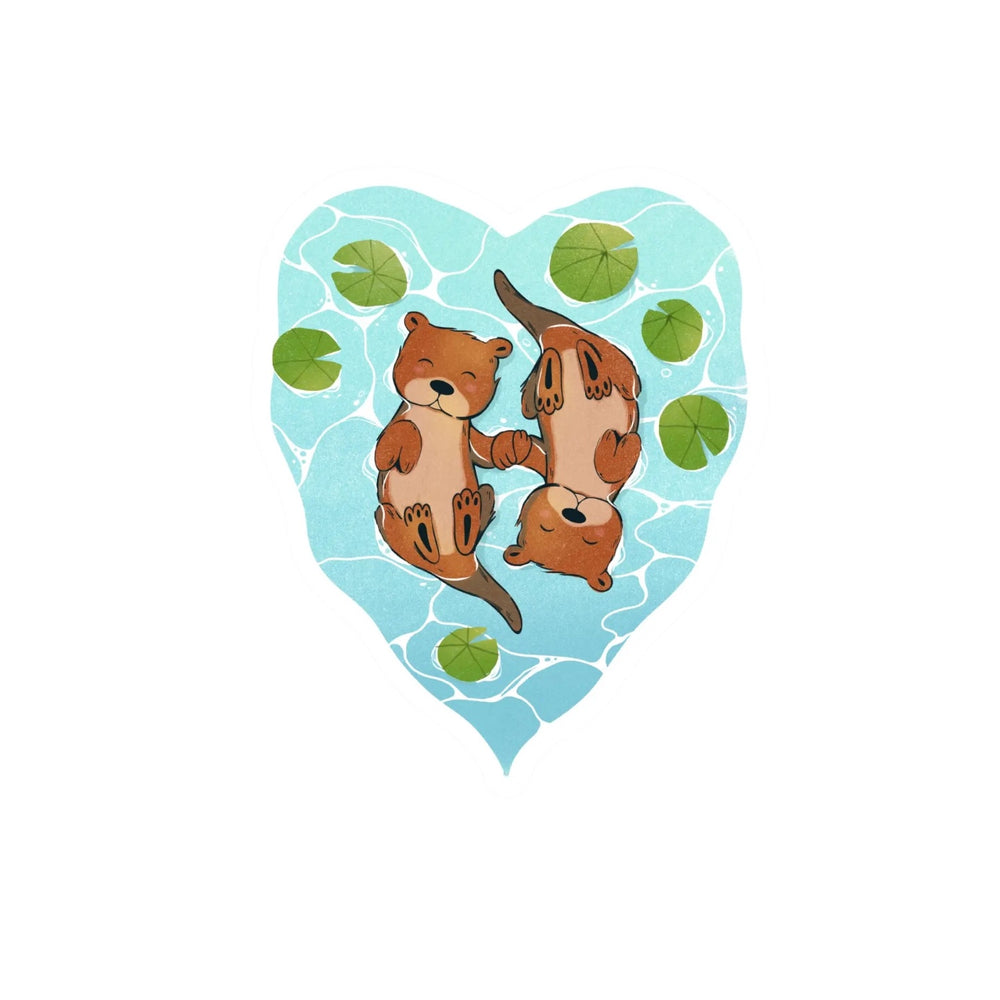Holding Hands Otter Heart Sticker