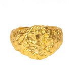 Hammered Round Signet Ring 18k Gold