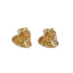14K Gold Filled Molten Hammered Heart Stud Earrings