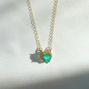 Green with Envy Emerald Heart Necklace Gold Filled