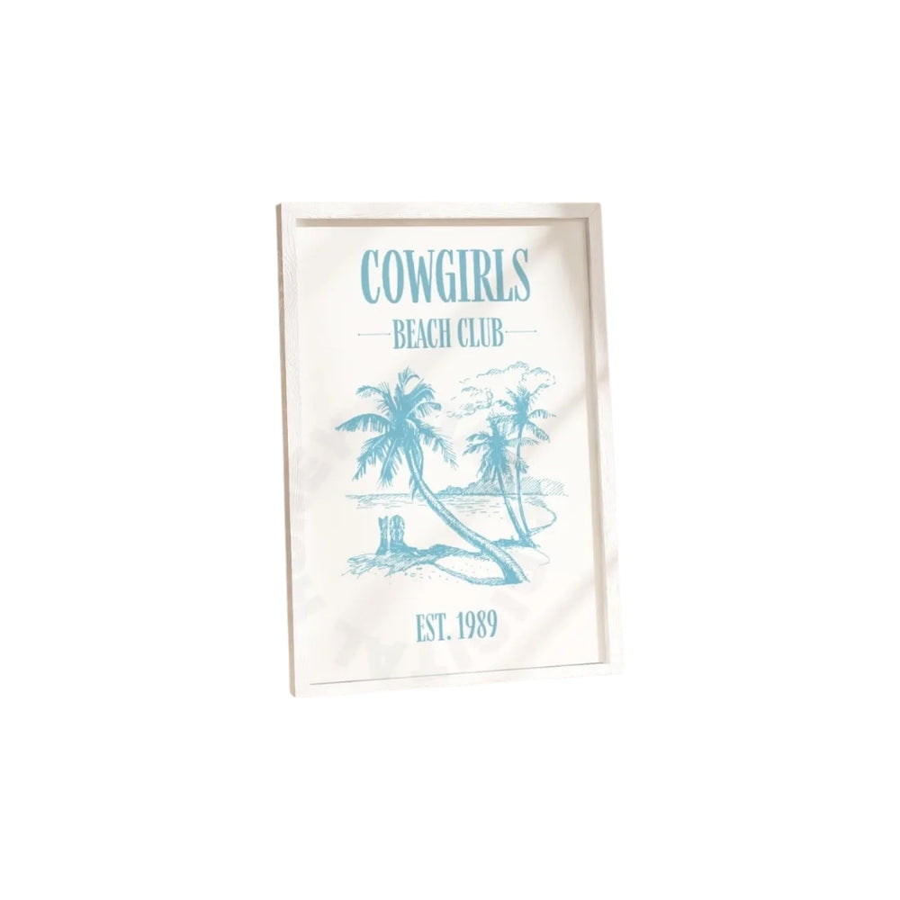Cowgirl Beach Club 1989 Surf Blue Wall Art Prints