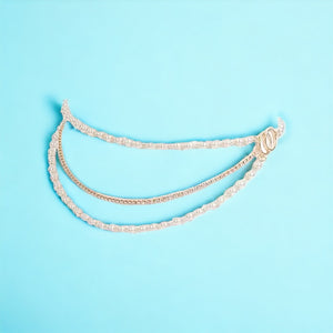 Pearl and Chain Triple Layered Waist Chain in Silver & Gold