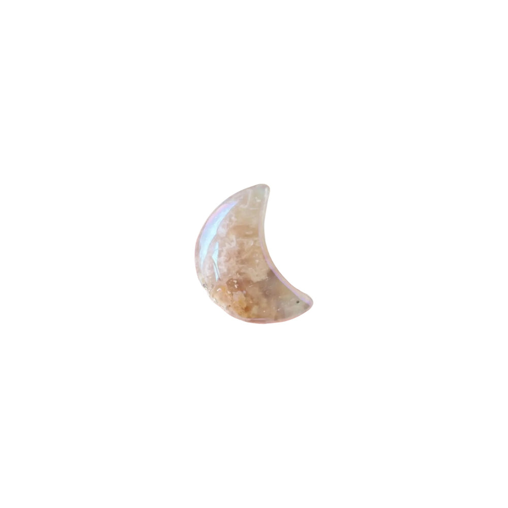 Aura Flower Agate Crescent Moon Pocket Stone