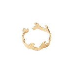 Gold Dipped Hammered Texture Wave Ring