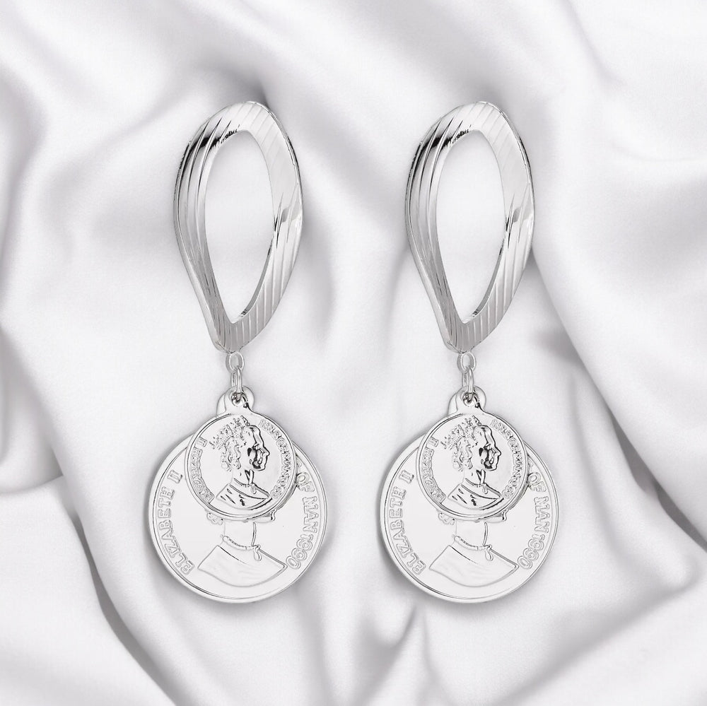 Played Royal King Stud Dangle Drop Earrings