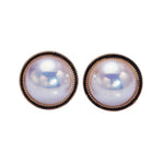 18K Gold Filled Rounded Pearl Black Enamel Stud Earrings