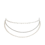 Pearl and Chain Triple Layered Waist Chain in Silver & Gold