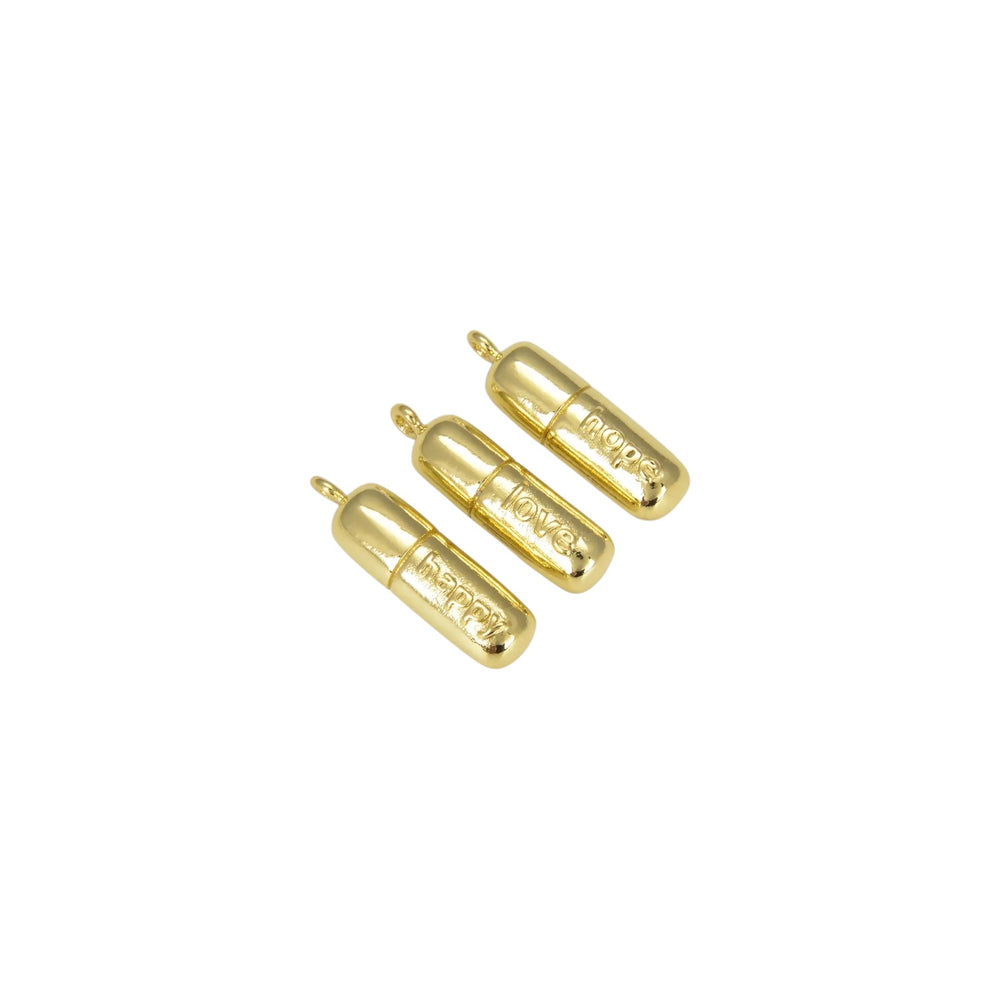 Dainty Pill Bar Charm Pendant in Gold Filled