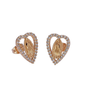 Heart Outline Mother Virgin Mary Earrings