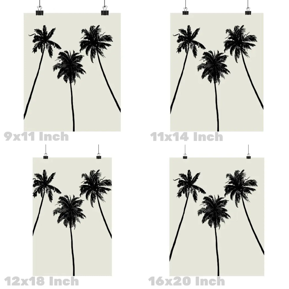 Palm Trees Monotone Coastal Cowgirl Wall Art Prints