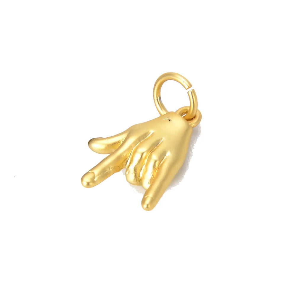 Gold Filled I Love You Hand Gesture Charm Pendant