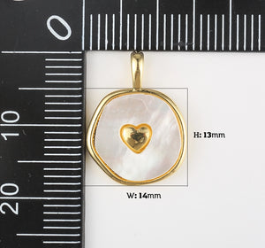 Gold Filled Mop Pearl Heart Medallion Charm Pendant