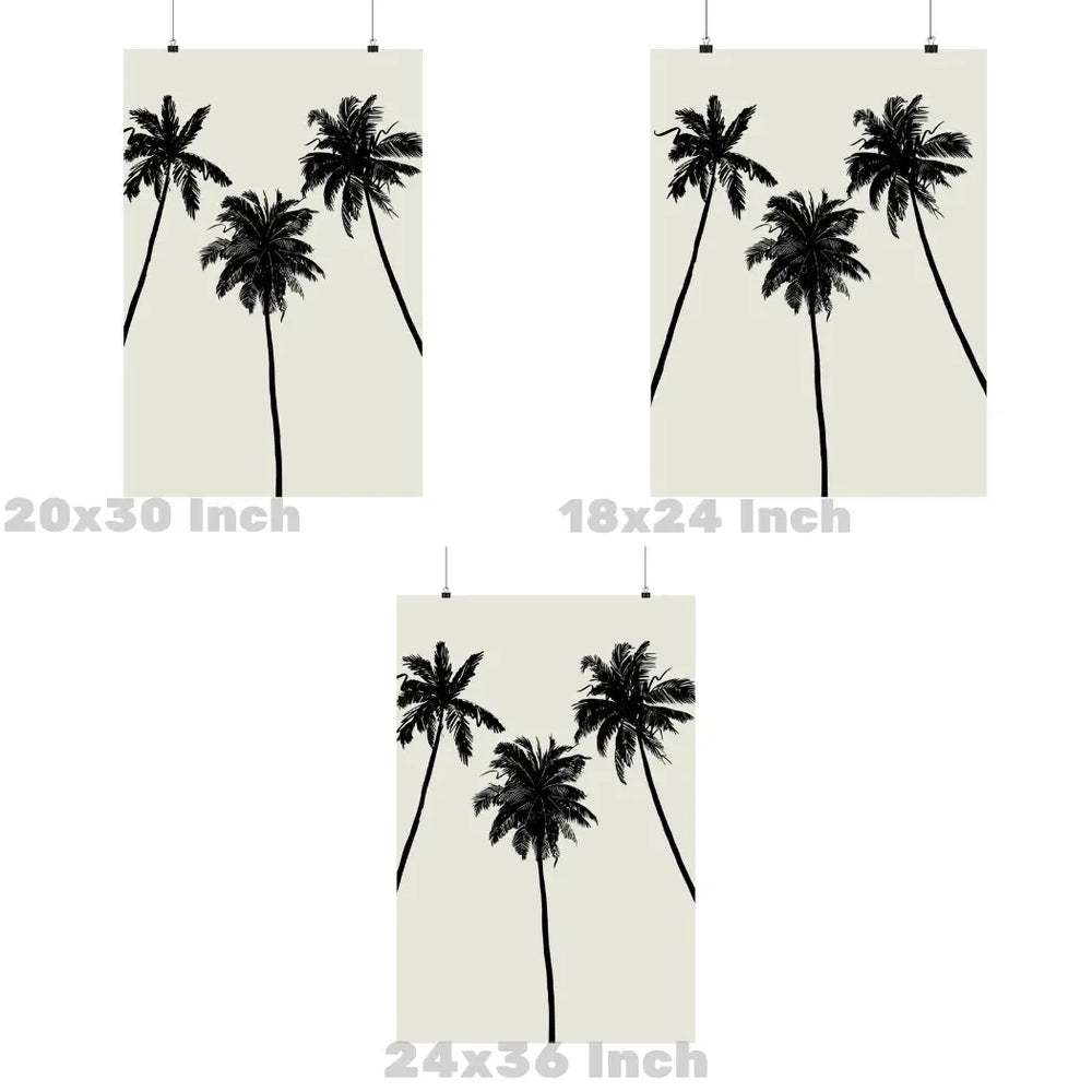 Palm Trees Monotone Coastal Cowgirl Wall Art Prints