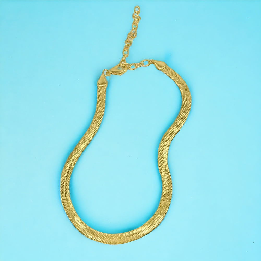 Herringbone Snake Chain Silver & Gold Choker Necklace