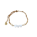 3 Hearts Mother-Of-Pearl Stainless Steel Bracelet