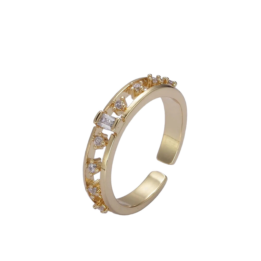 Minimalist Cz Stackable Jewelry Open Adjustable Ring in 14k Gold Filled