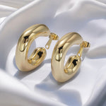 14K Gold Filled 35mm Chubby Rhombus C-Shaped Hoop Earrings