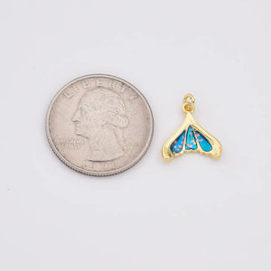 Opal Whale Mermaid Dolphin Tail Charm in Gold Filled