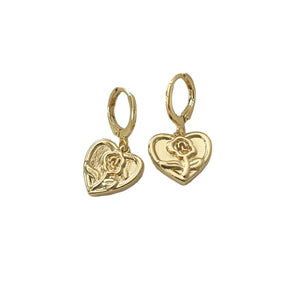 Your Song Gold Rose Heart Huggie Hoop Earrings