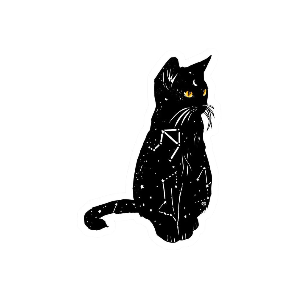 Black Cat with Yellow Eyes and Constellation Sticker