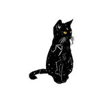 Black Cat with Yellow Eyes and Constellation Sticker