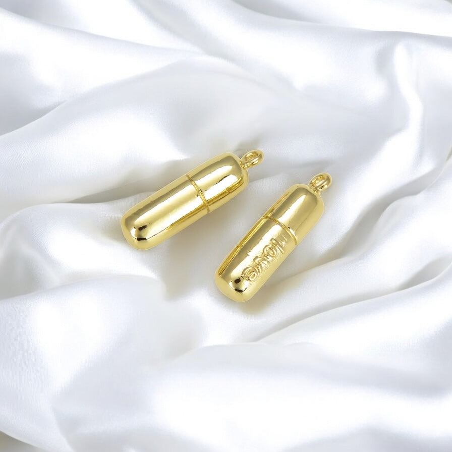Dainty Pill Bar Charm Pendant in Gold Filled
