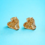 14K Gold Filled Molten Hammered Heart Stud Earrings