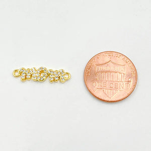 Micro Pave Mom Word Charm Connector in 18K Gold Filled