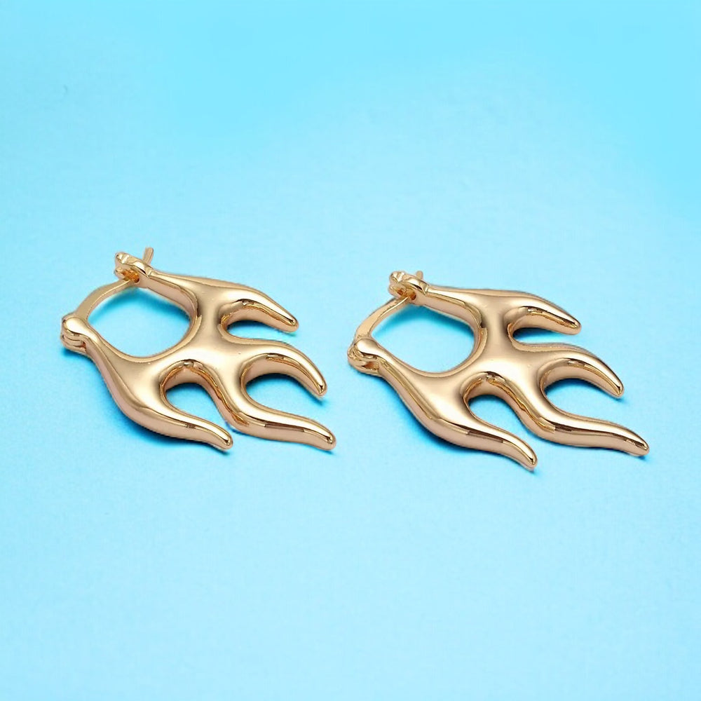 Fire Flame French Lock Latch Earrings