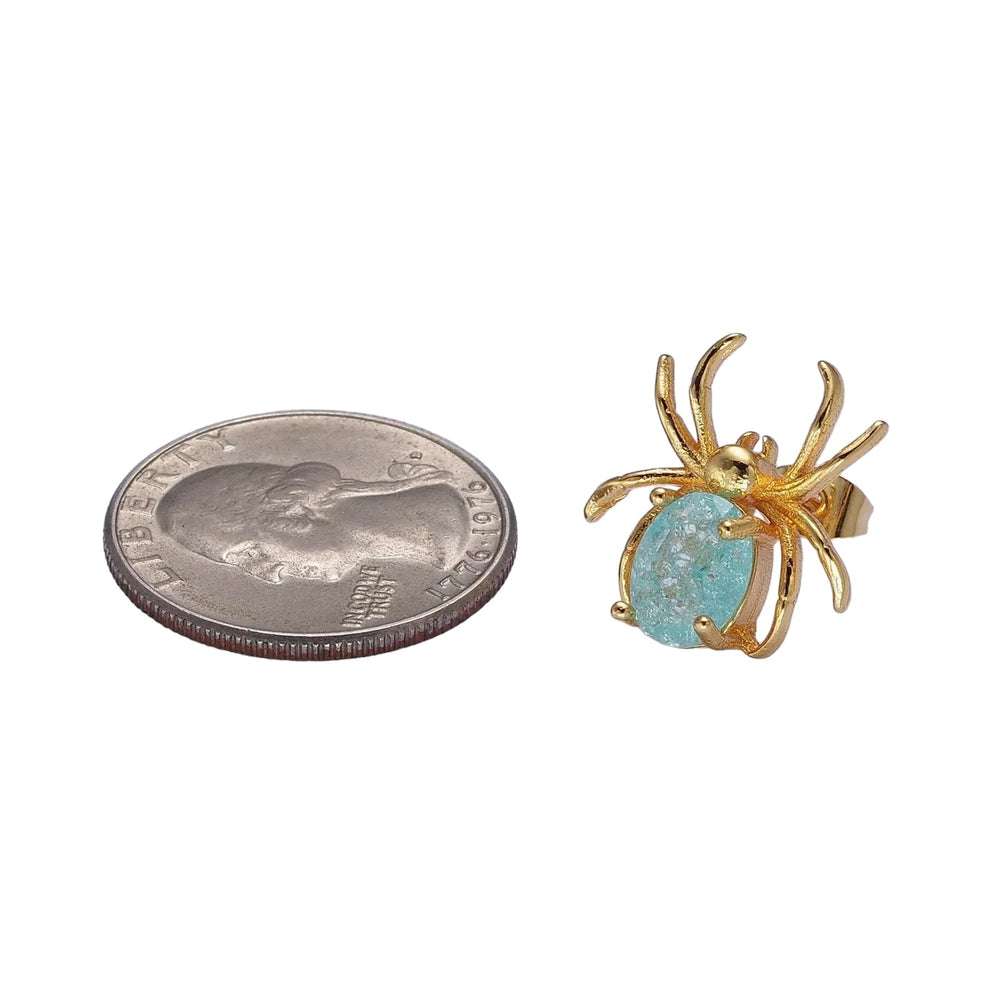 24K Gold Filled Spider Blue Cubic Zirconia Earrings