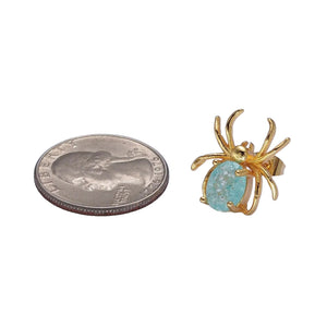 24K Gold Filled Spider Blue Cubic Zirconia Earrings