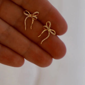 Gold Cz Bow Studs