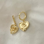 Your Song Gold Rose Heart Huggie Hoop Earrings