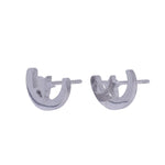 Stainless Steel Celestial Crescent Moon & Star Minimalist Silver Stud Earrings