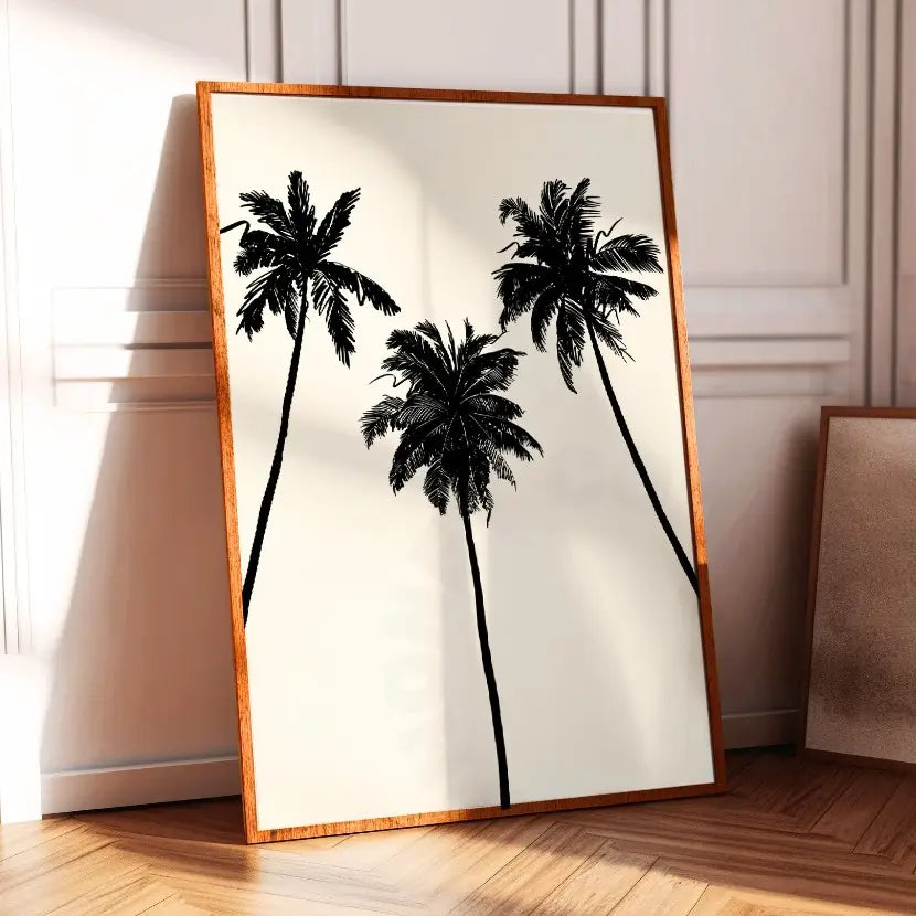 Palm Trees Monotone Coastal Cowgirl Wall Art Prints