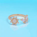 Celestial Cz Sun & Butterfly Open Adjustable Ring