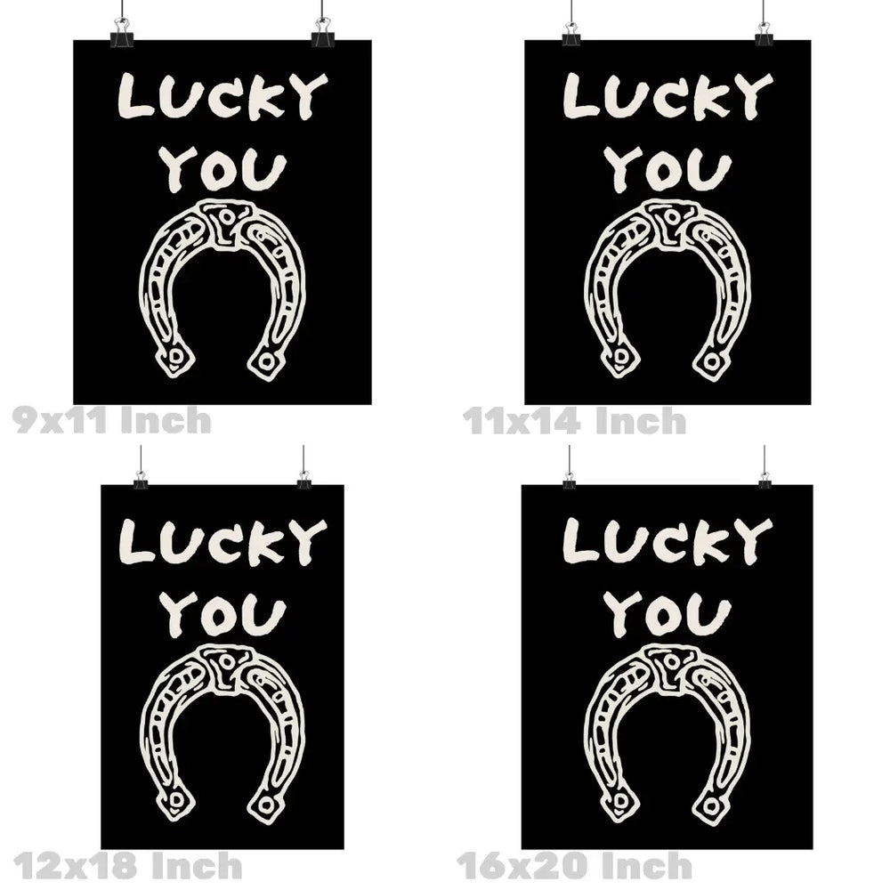 Lucky You Horseshoe Typography Wall Art Monotone Prints