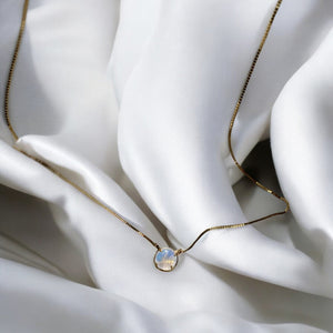 Solitaire Round Moonstone Necklace